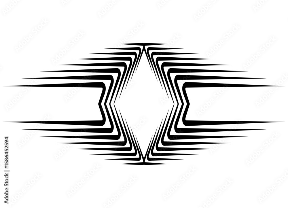 Poster vector striped decor element, black design element on white background. modern pattern of sharp retr