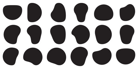 Collection of black organic blob shapes in various forms and abstract vector illustration