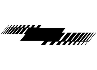Vector sports stripe for text, Black design element on a white background. Striped pattern of broken lines. Abstract ribbon. Vector background. Frame. For car body, boat, sportswear, toy