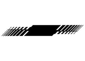 Text strip. Sports pattern with transition. Vector ribbon with broken black lines on white background. Racing Design element for car body, boat, sportswear, toy, sportswear