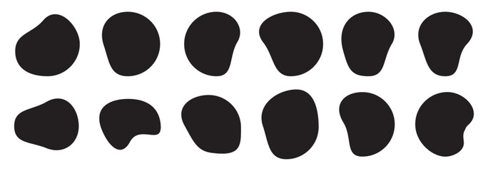 Abstract black blob shapes on a white background creative design element seamless pattern.