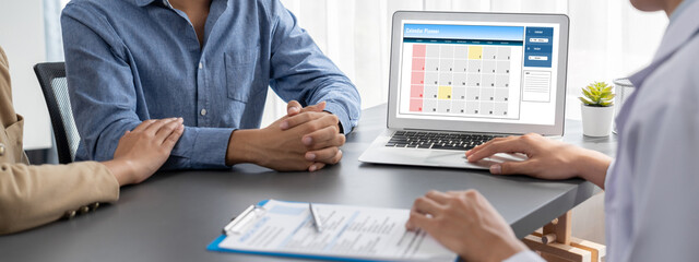 Calendar on computer software application for brisk schedule planning for personal organizer and...