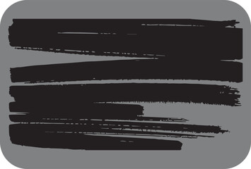 Bold black brush strokes with rough edges create a dynamic abstract pattern against a muted gray background with rounded corners conveying a sense of energy and artistic expression