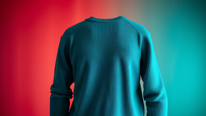 Teal Long Sleeve Sweater blank mockup on Colorful Background