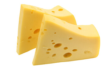a piece of cheese with holes cut in half
