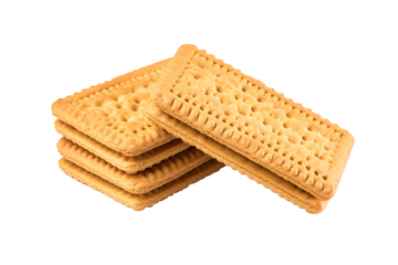 a stack of crackers on a white surface