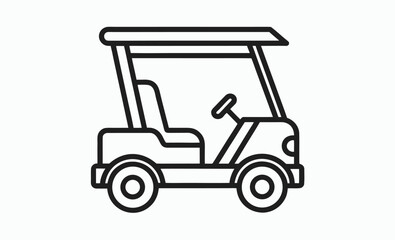 Golf cart icon silhouette, vehicle front silhouette, electric cart vector, Golf cart front view icon silhouette vector art illustration design 