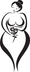 logo black smooth lined vector of curved overweight woman, health of woman