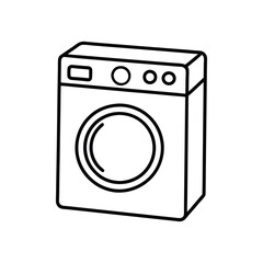 Vector Clip Art Illustration of a Washing Machine Outline Isolated on a White Background
