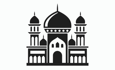 Mosque vector silhouette, Islamic mosque silhouette vector art Illustration, islamic building icon, religious architecture art 
