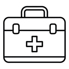 Red cross medical bag: an emergency healthcare outline vector illustration