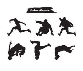 vector illustration of Parkour silhouette set