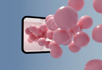 pink balls fly out of the screen