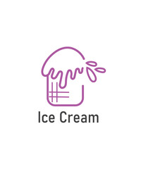 Ice cream logo design, Ice cream logo in cup, Blueberry ice cream logo for shop