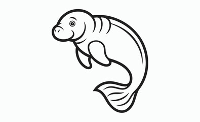 Manatee vector silhouette, sea animal icon, aquatic wildlife illustration, Manatee icon silhouette vector art illustration 