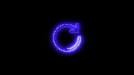 Blue neon refresh icon on black background reload icon