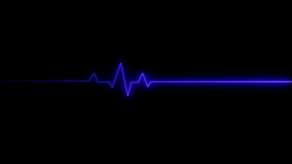 Glowing Blue E K G Heartbeat Line on Black Background