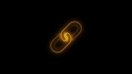 Glowing yellow chain link symbol on black background