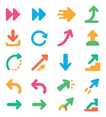 Kinetic arrow icon collection. simple arrows, up, down, left, right, rotate,