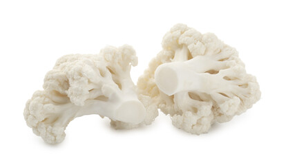 Fresh raw cauliflower florets isolated on white
