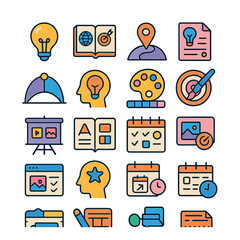 Creative project icon collection. simple compose flaticon. lightbulb, target, calendar, palette, map, presentation