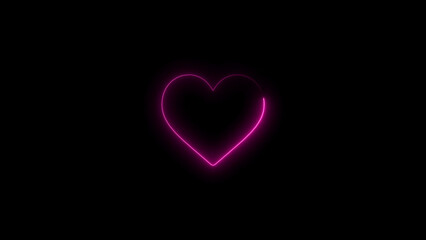 Pink Neon Heart Silhouette on Black Background love