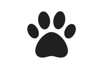 Cat or Dog Paw Print Icon Vector Illustration on White Background. Animal Footprint Symbol, Pet Care and Veterinary Concept, Simple Black Silhouette, Isolated Graphic Resource for Logo and Pattern Use