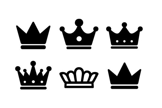 Crown Icon Set Vector Symbols, Transparent Background, PNG and Vector Illustrations Collection, Royal Emblems and Crowns Graphics for Design
