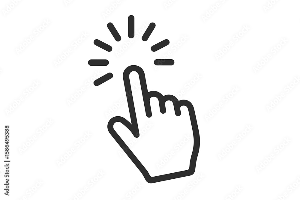 Fototapete minimalist mouse click cursor icon. hand pointer with click animation. black and white line art symb