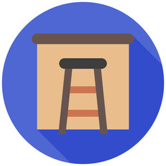 Stool rounded flat color icon, mini illustration for relaxation, party, lifestyle, pubs and bars UI, UX kit, app and web development, digital or print.