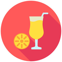 Cocktail rounded flat color icon, mini illustration for relaxation, party, lifestyle, pubs and bars UI, UX kit, app and web development, digital or print.