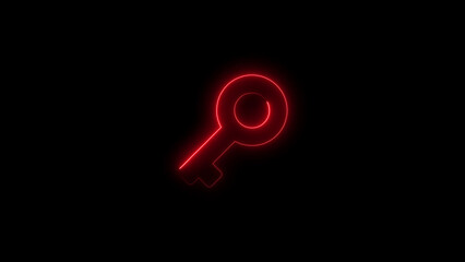 Red Neon Key Silhouette on Black Background image