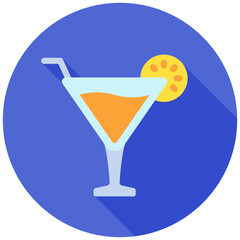 Martini rounded flat color icon, mini illustration for relaxation, party, lifestyle, pubs and bars UI, UX kit, app and web development, digital or print.