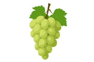 Realistic 3D Vector Illustration of Fresh Green Grape Bunch with Leaves on Transparent Background for Food, Fruit, Vineyard, and Healthy Eating Concepts