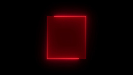 Red Neon Rectangle Border on Black Background frame