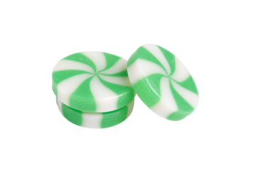 two green and white peppermink candy pieces