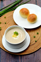 Cream of Chicken and Mushroom Soup Perfect with Bread Roll
