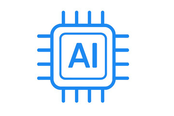 Artificial Intelligence AI icon. Microchip symbol. CPU processor concept. Machine learning, technology, neural network. Vector illustration for web, app, or logo design.