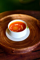 Hearty Cream of Tomato Soup with Crispy Bread Croutons
