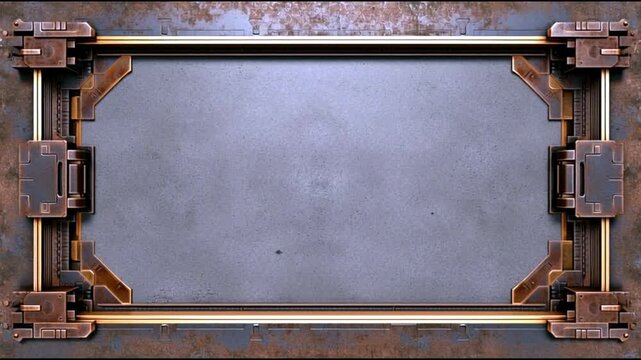 Intricate mechanical gate mechanism with rusty metallic details in motion