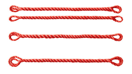 Red string set rope on white background