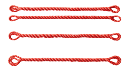 Red string set rope on white background