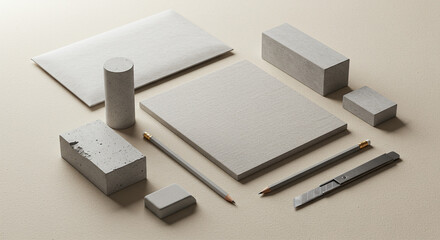 Minimalist Stationery Mockup: Envelopes, Cards, and Pencils