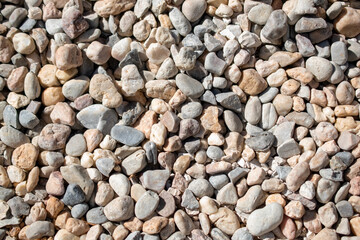 Gravel background. Texture of small pebbles. Small stones.