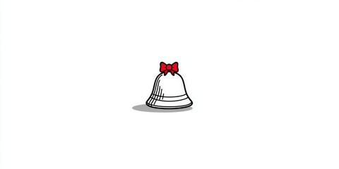 Cartoon wedding bell with red bow on white background  