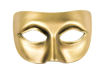a gold mask with a wide open mouth