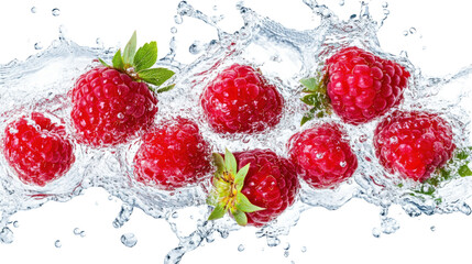 strawberry in water splash on white background