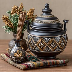 Decorative Incense Pot With Heritage Patterns high resolution image