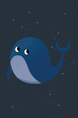 whale, constellation , vector graphics