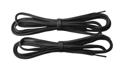 Set black shoelaces line on white background